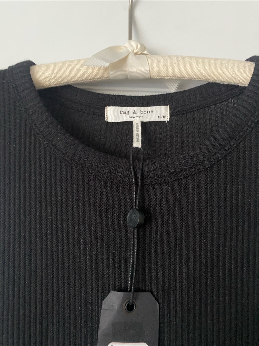 rag & bone Black Ribbed Crewneck Dress